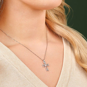 Silver Celtic Cross with Trinity Necklace Lifestyle  Creative Irish Gifts