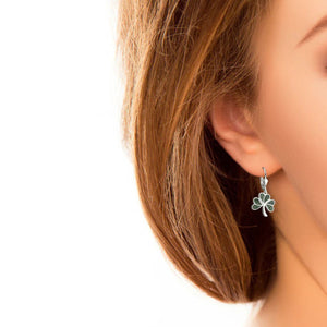 Silver Connemara Marble Shamrock Drop Earrings Lifestyle Creative Irish Gifts