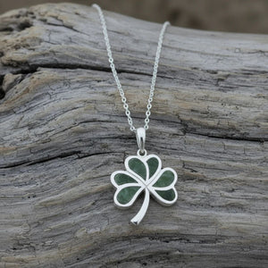 Silver Connemara Marble Shamrock Necklace - Creative Irish Gifts