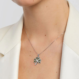 Silver Connemara Marble Shamrock Necklace - Creative Irish Gifts