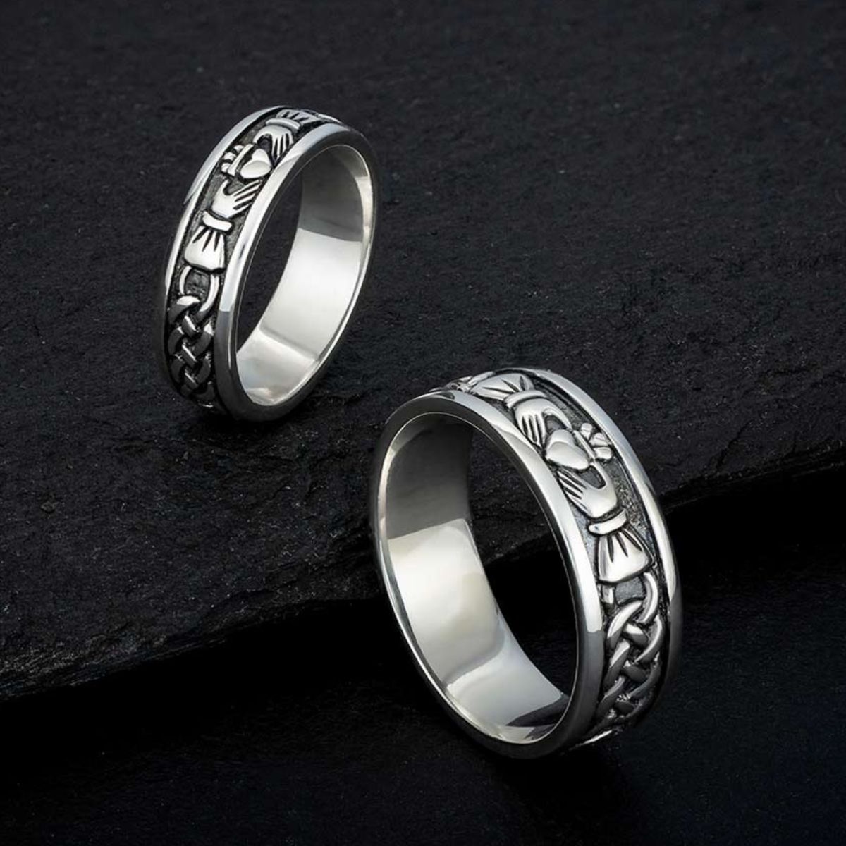 Sterling Silver Men's Oxidized Claddagh Ring - Creative Irish Gifts