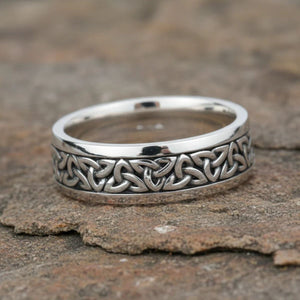 Silver Oxidized Men's Trinity Ring Front View Creative Irish Gifts