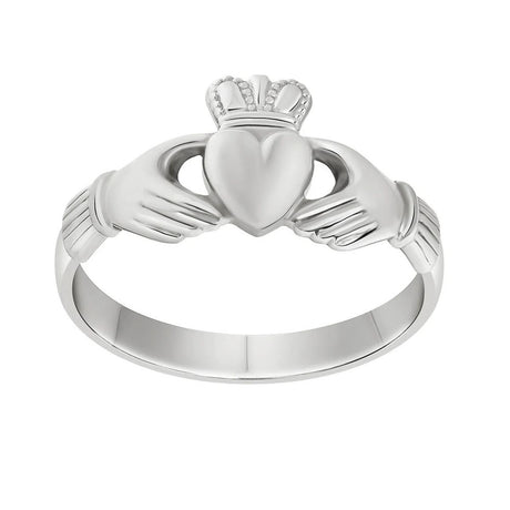 Sterling Silver Womens Heavy Claddagh Ring Front View Creative Irish Gifts