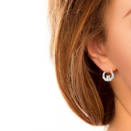 Silver Claddagh Creole Hooped Earrings Lifestyle Creative Irish Gifts