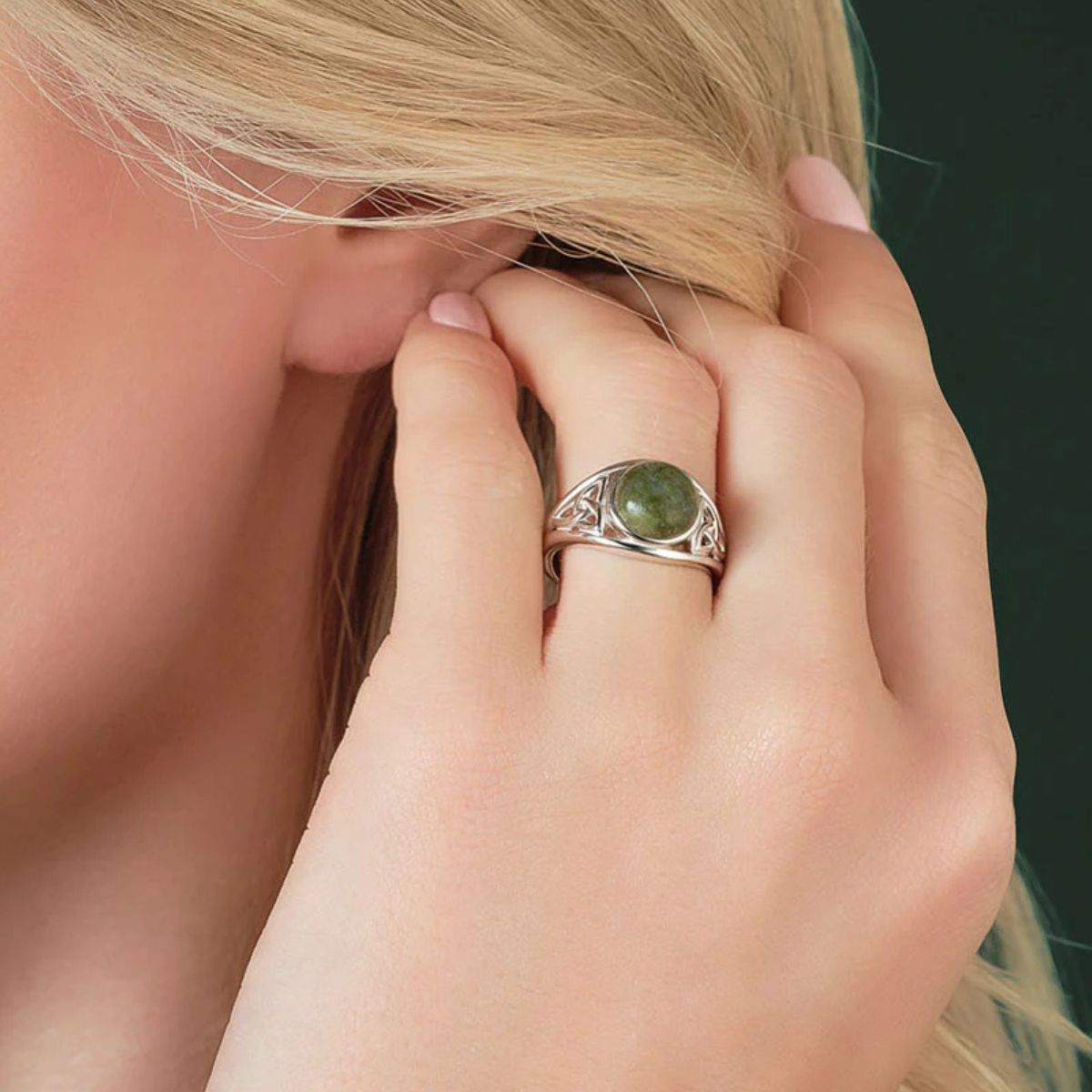 S2832 Sterling Silver Connemara Marble Trinity Ring Lifestyle Creative Irish Gifts
