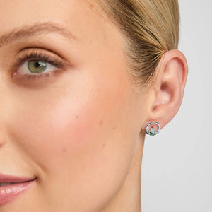 Silver Green Crystal Claddagh Stud Earrings  Creative Irish Gifts