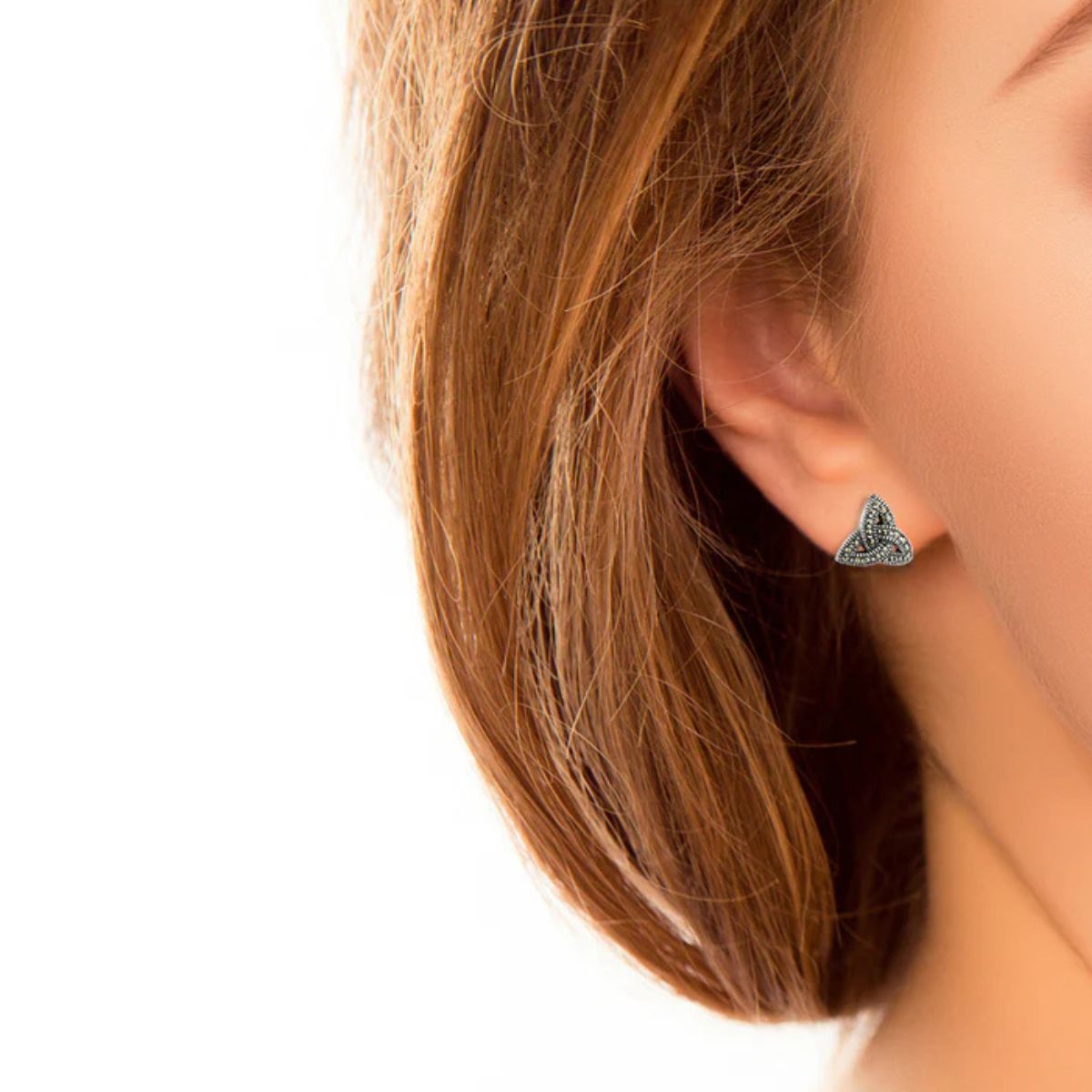 Sterling Silver Trinity Knot Marcasite Earrings Lifestyle Creative Irish Gifts
