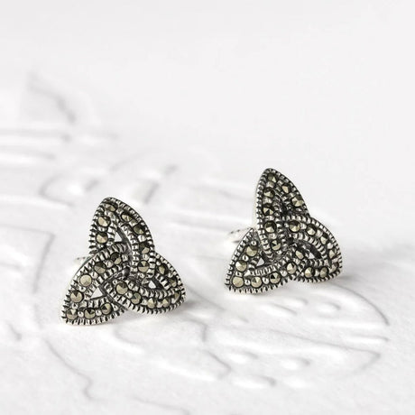 Sterling Silver Trinity Knot Marcasite Earrings - Creative Irish Gifts
