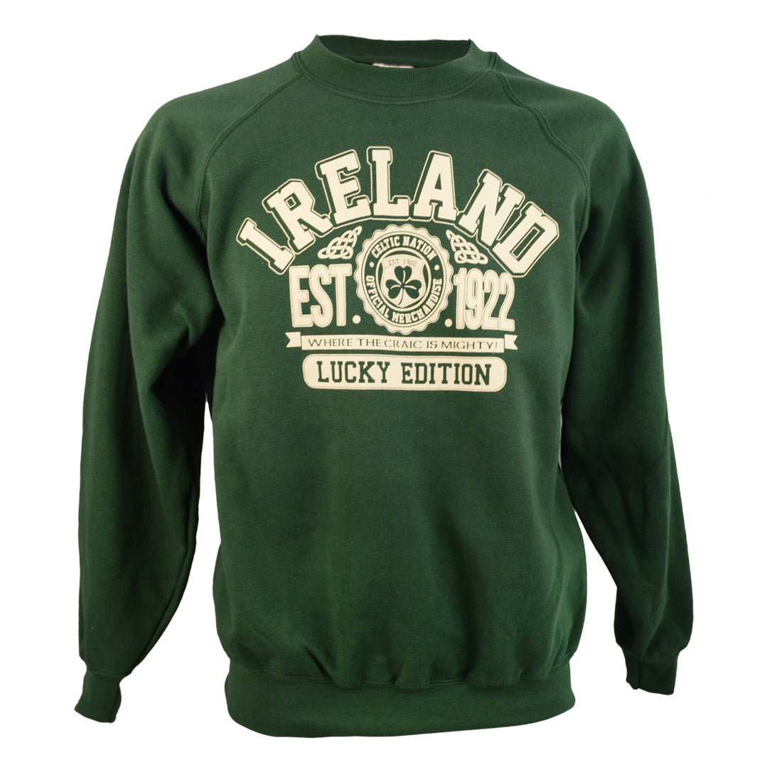 T5044 Long Sleeve Green Irish Sweatshirt with Ireland Print Creative Irish Gifts
