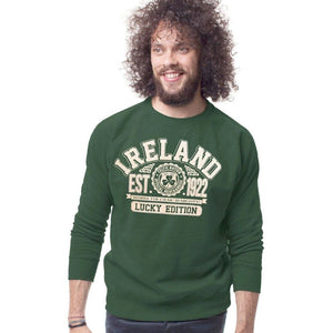 T5044 Long Sleeve Green Irish Sweatshirt with Ireland Print Front Creative Irish Gifts