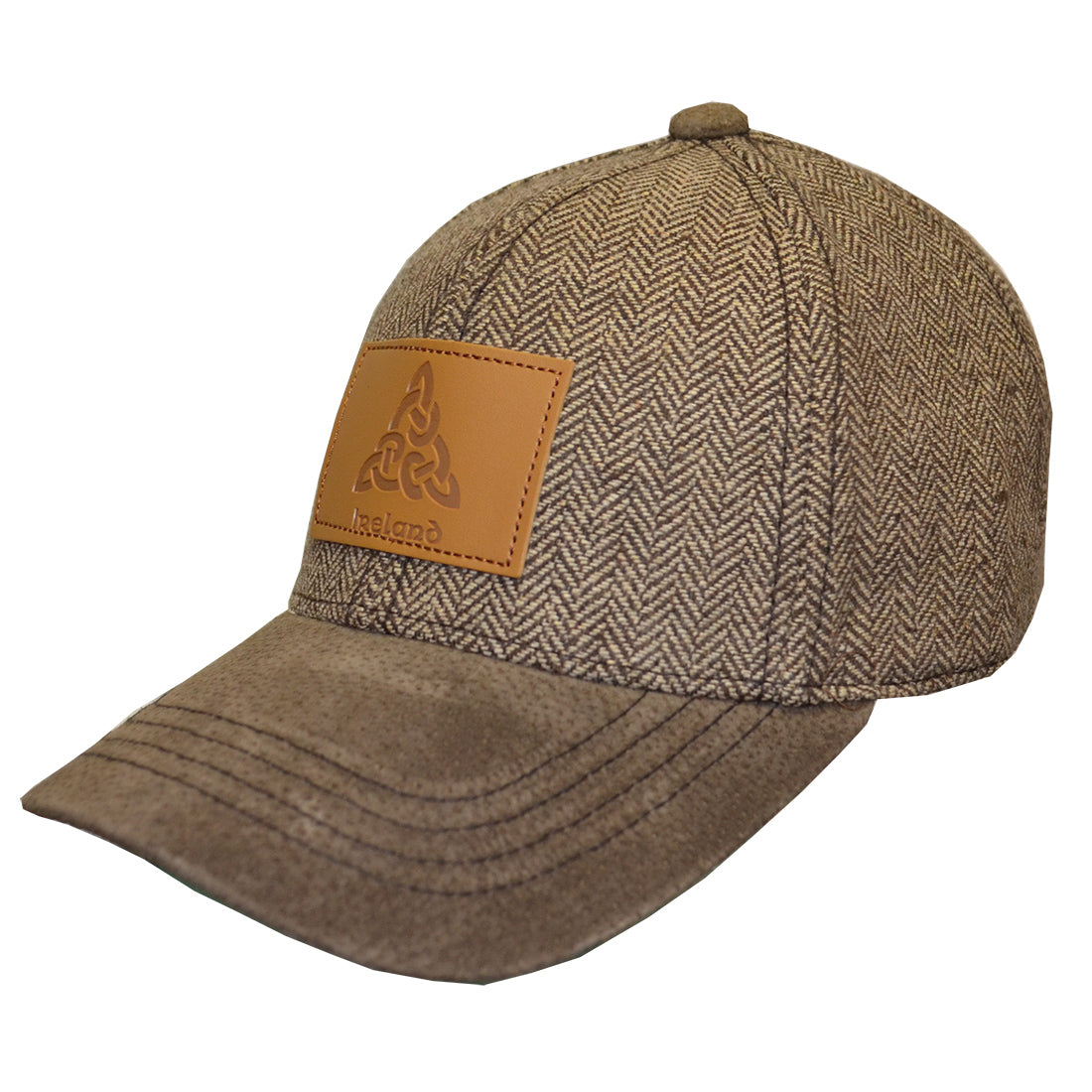 T6137-OS Brown Herringbone Trinity Tweed Baseball Cap Creative Irish Gifts
