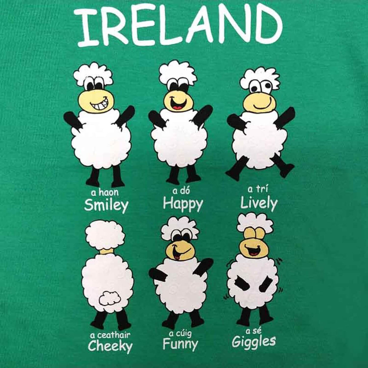 T7334 Kids Green Happy Sheep Irish T-Shirt Closely Creative Irish gift