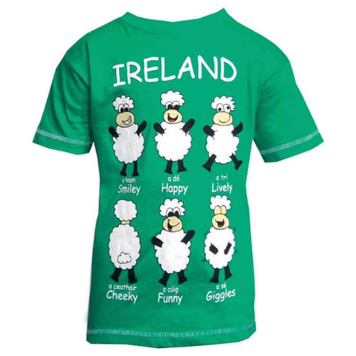 T7334 Kids Green Happy Sheep Irish T-Shirt Front Creative Irish gift