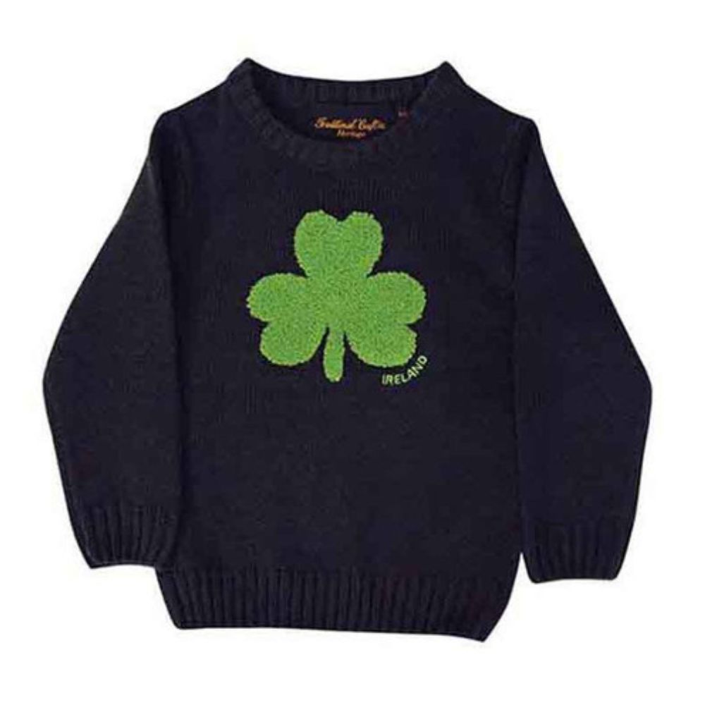 Irish Shamrock Kids Crewneck Sweater Navy Studio Creative Irish Gift