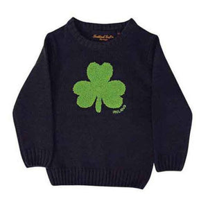 Irish Shamrock Kids Crewneck Sweater Navy Studio Creative Irish Gift