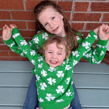 Green Irish Shamrock Kid's Sweater Lifestyle Creative Irish Gifts