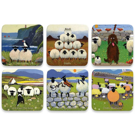 TJ-COS4 Rustic Irish Cork Coaster Set of 6 Creative Irish Gifts
