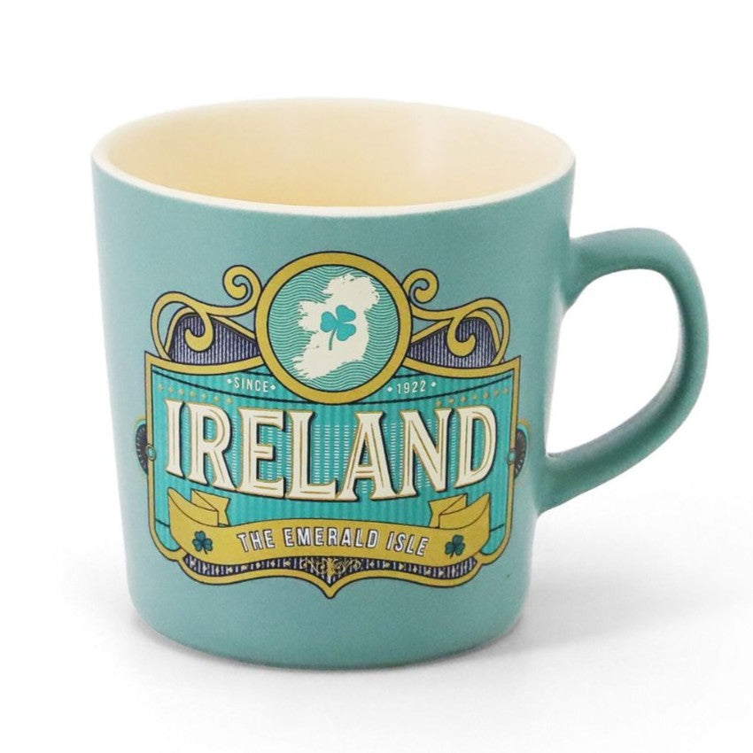 The Emerald Isle Retro Coffee Mug, Teal Creative Irish Gifts.com