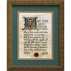 WM402 Hand-Lettered Irish Wedding Toast Wall Art Framed Creative Irish gift