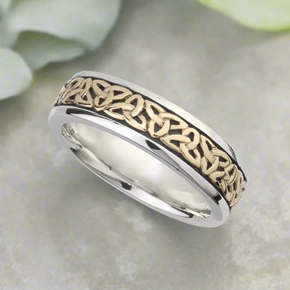 Women's Celtic Trinity Ring- Silver and 10KGold Creative Irish Gifts