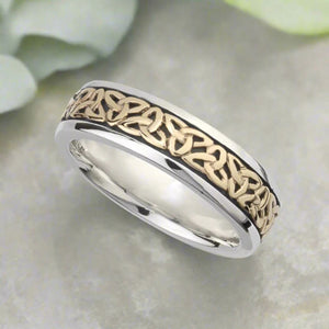 Women's Celtic Trinity Ring- Silver and 10KGold Creative Irish Gifts