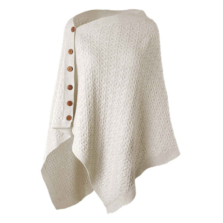 Lambswool Knit Poncho, White - Creative Irish Gifts