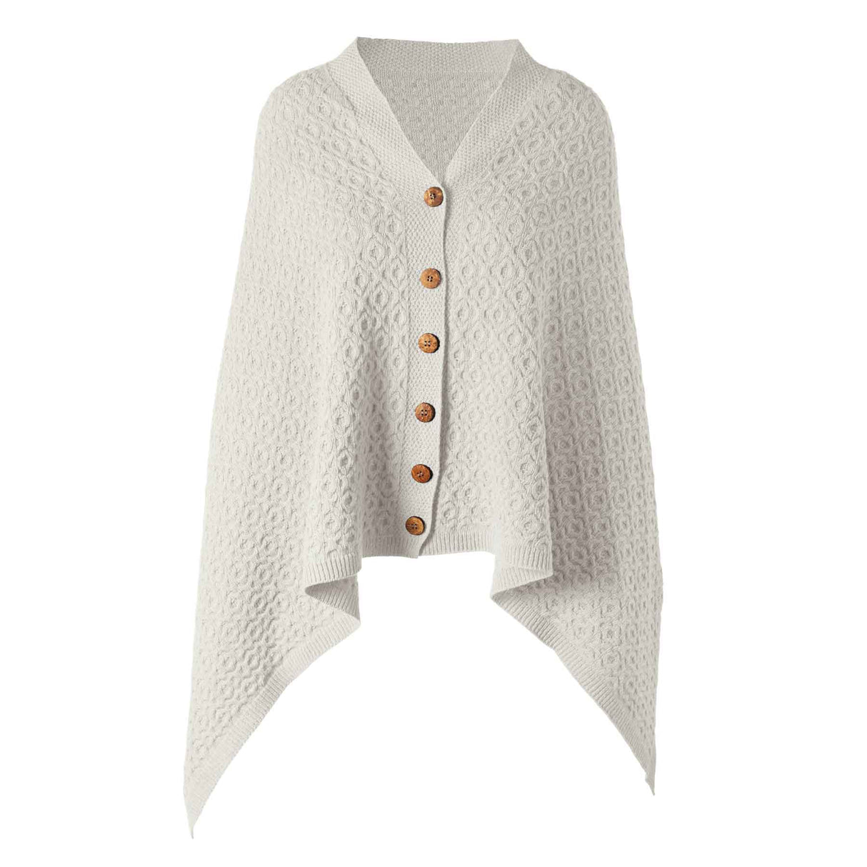 Lambswool Knit Poncho, White - Creative Irish Gifts