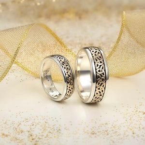 Women's Celtic Trinity Ring- Silver and 10KGold - Creative Irish Gifts
