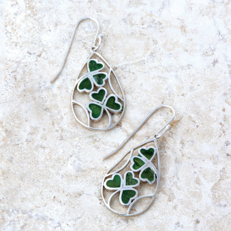 Connemara Marble Shamrock Earrings - Creative Irish Gifts