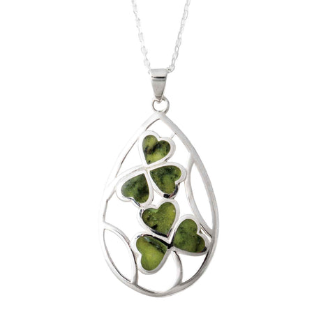 Connemara Marble Shamrock Necklace - Creative Irish Gifts