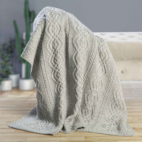 Merino Wool Aran Throw Blanket- Oatmeal - Creative Irish Gifts