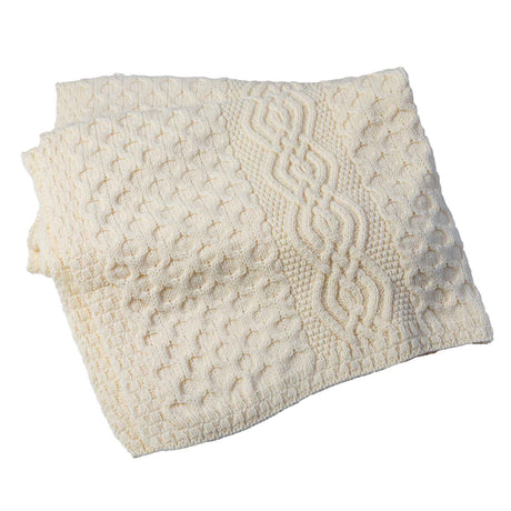 Honeycomb Merino Wool Aran Throw, Cream - Creative Irish Gifts