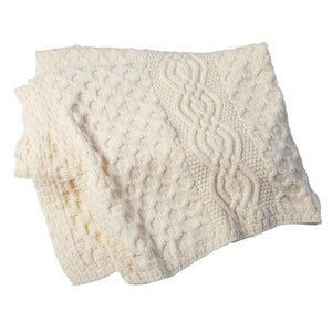 Honeycomb Merino Wool Aran Throw, Cream - Creative Irish Gifts