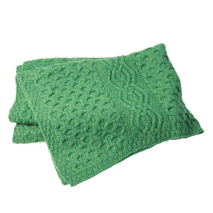 Honeycomb Merino Wool Aran Throw, Green - Creative Irish Gifts