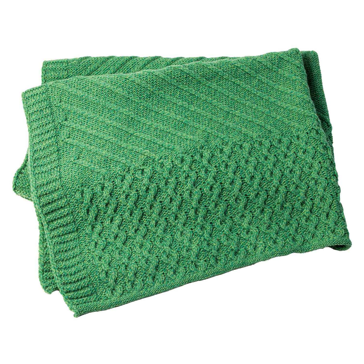 Irish Wool Throw with Shamrock Design, Green - Creative Irish Gifts