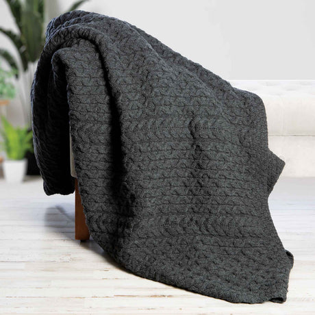 Aran Knit Honeycomb King Blanket- Grey - Creative Irish Gifts