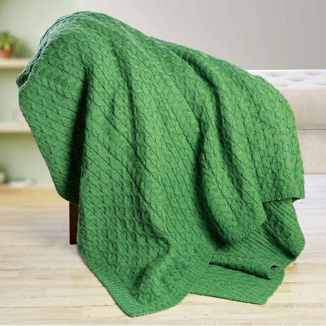 Aran Knit Honeycomb King Blanket- Green - Creative Irish Gifts