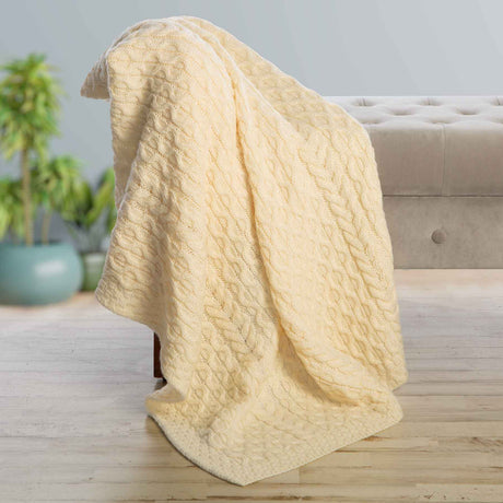 Aran Fisherman Honeycomb Blanket- Cream - Creative Irish Gifts