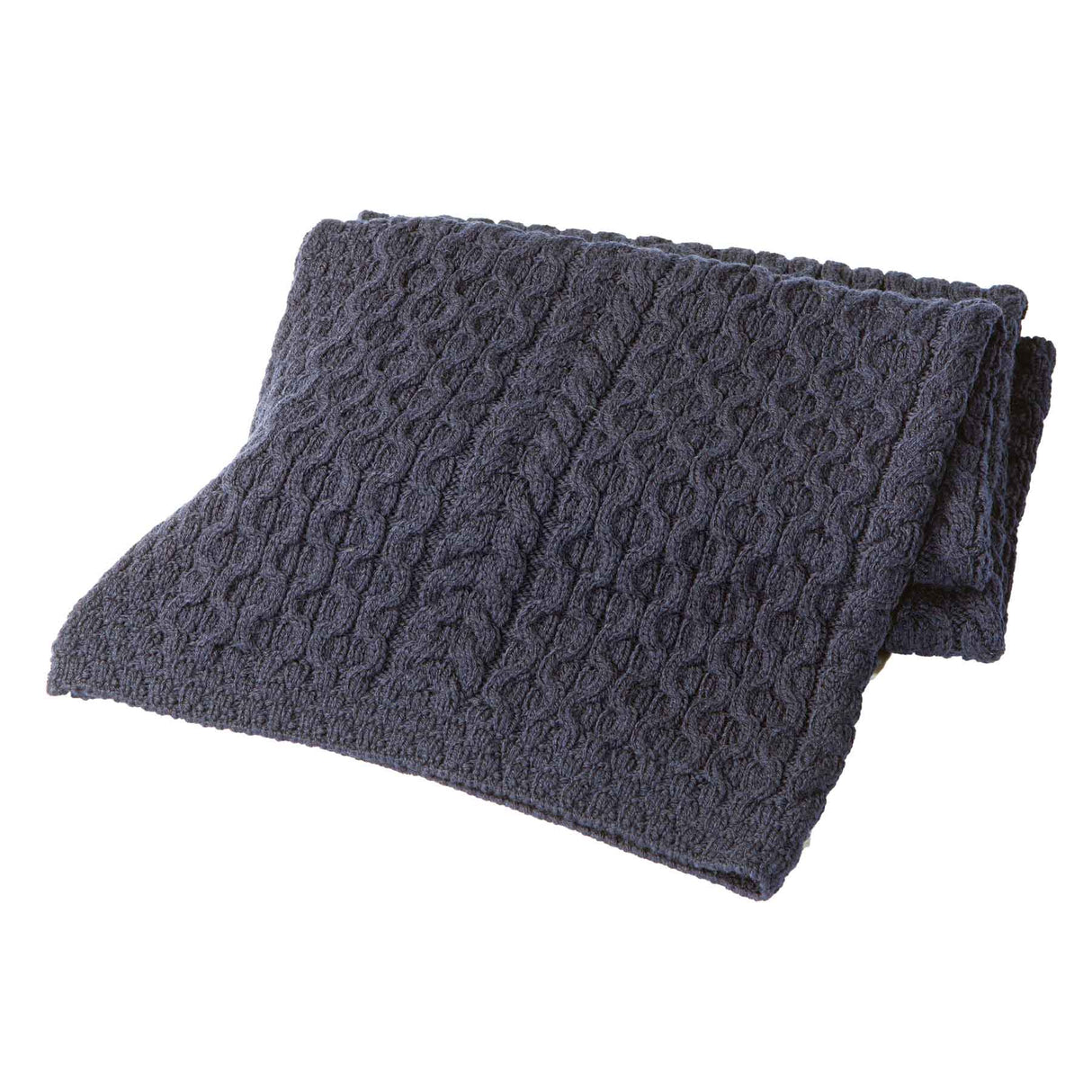 Fisherman Honeycomb Cable Throw, Navy - Creative Irish Gifts