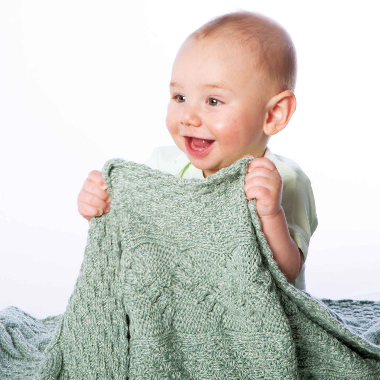 Aran Knit Wool Blanket- Seafoam - Creative Irish Gifts