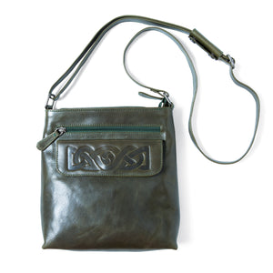 Celtic Crossbody Leather Bag- Dark Green - Creative Irish Gifts