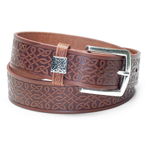 Celtic Weave Leather Belt, Brown - Creative Irish Gifts