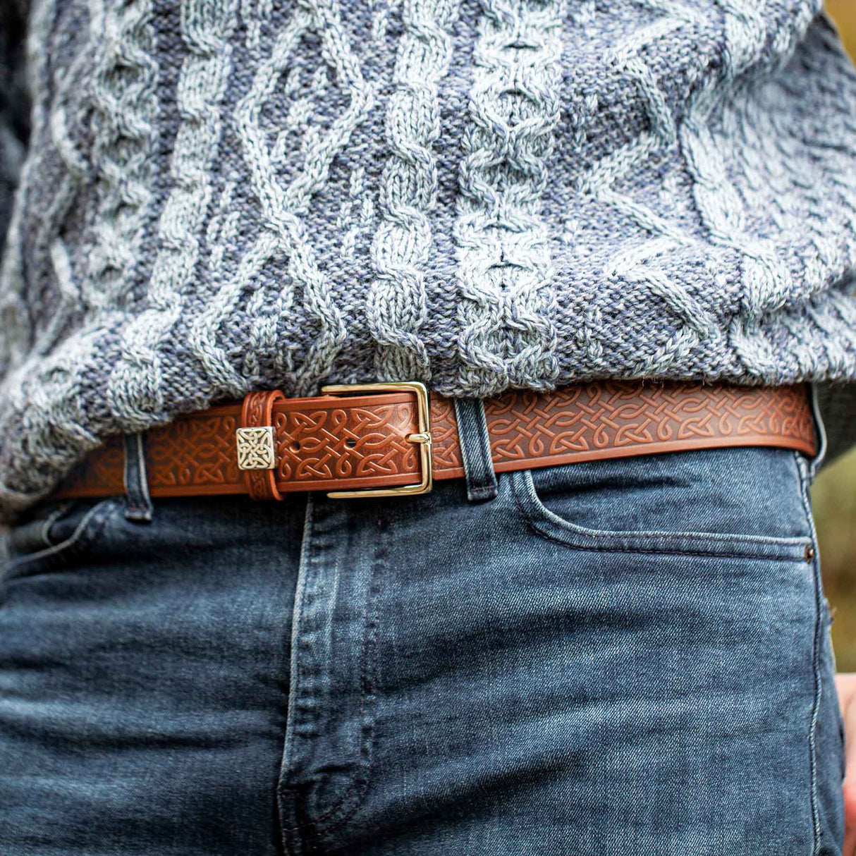 Celtic Weave Leather Belt, Brown - Creative Irish Gifts
