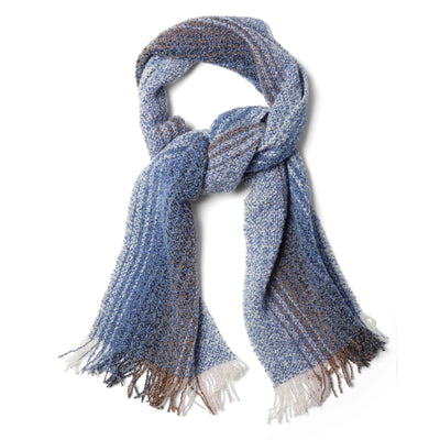 Mucros Weavers Skellig Scarf- Blue and Cream - Creative Irish Gifts
