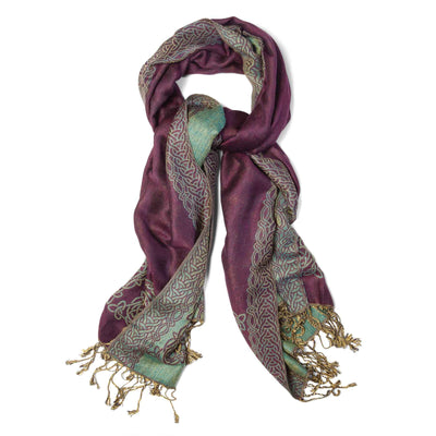 Celtic Knot Scarf- Burgundy and Teal - Creative Irish Gifts