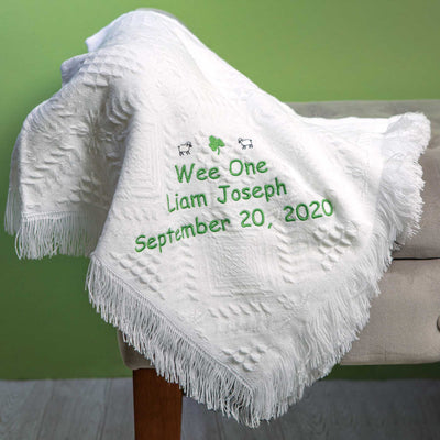 Personalized Baby Blanket - Irish Theme - White - Creative Irish Gifts
