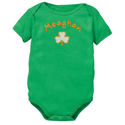 Personalized Shamrock Infant Romper Sizes 6- 24 months - Creative Irish Gifts