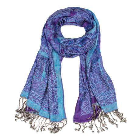 Celtic Knot Scarf- Purple and Blue - Creative Irish Gifts