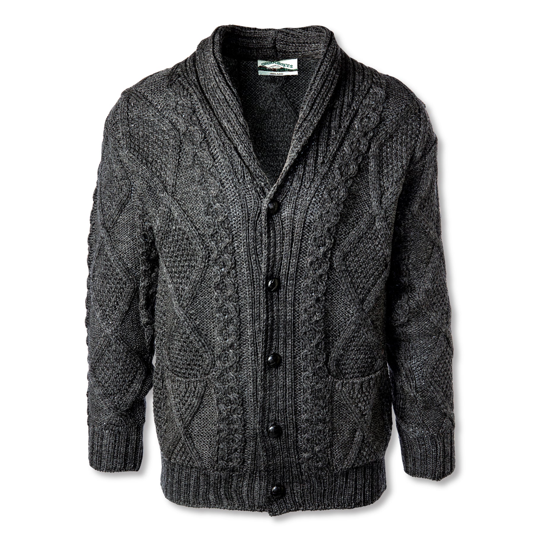 Shawl Collar Knit Cardigan- Charcoal– Creative Irish Gifts