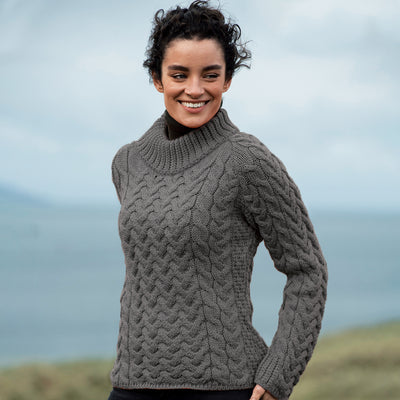 Turtleneck Sweater, Charcoal - Creative Irish Gifts